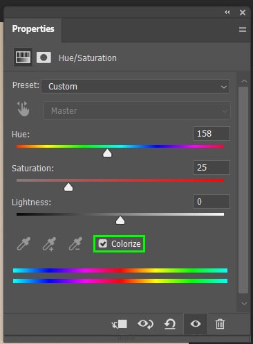 باکس بعد از رنگ آمیزی را برای غیر فعال کردن اثر چک کنید. آنگاه از اسلایدرها برای تنظیم رنگ، اشباع، و روشنایی استفاده کنید