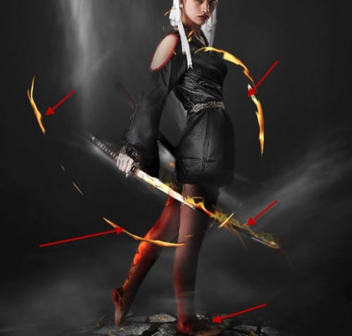 3 flying 500x477 Design an Abstract Style Sword Warrior with Fiery Effect in Photoshop
