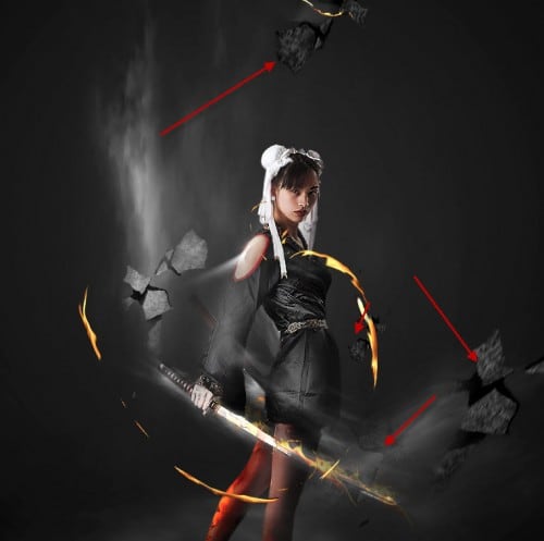4 effect 2 500x497 Design an Abstract Style Sword Warrior with Fiery Effect in Photoshop